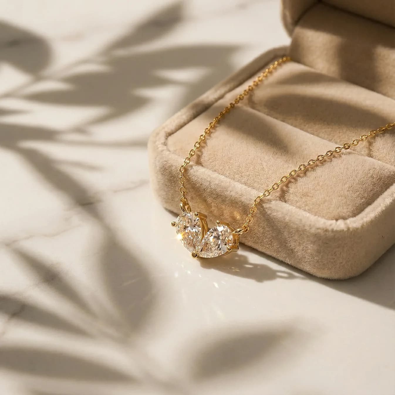 Amour 0.96ct Pear Moissanite Twin Solitaire Necklace